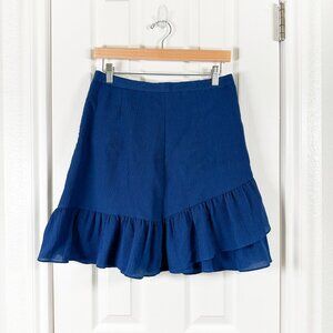 NWT Banana Republic Factory Size 4 Blue Ruffle A Line Mini Skirt Flowy S…